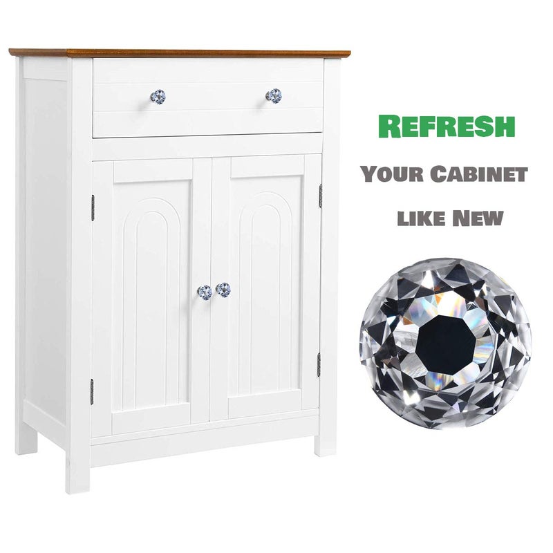 DEELF OUTLET 12 Packs Crystal Cabinet Knobs Drawer Pulls and Knobs Diamond Dresser Handles Crystal Pulls for Drawers - 30 mm Clear Glass Cabinet Knob with Black Base - Image 2